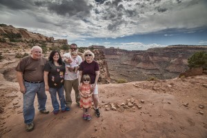 Jim, Kimmy, Emily, Brad, Brad, April and Lexie at Canyonlands National Park. - Photo by Jim Pearson
